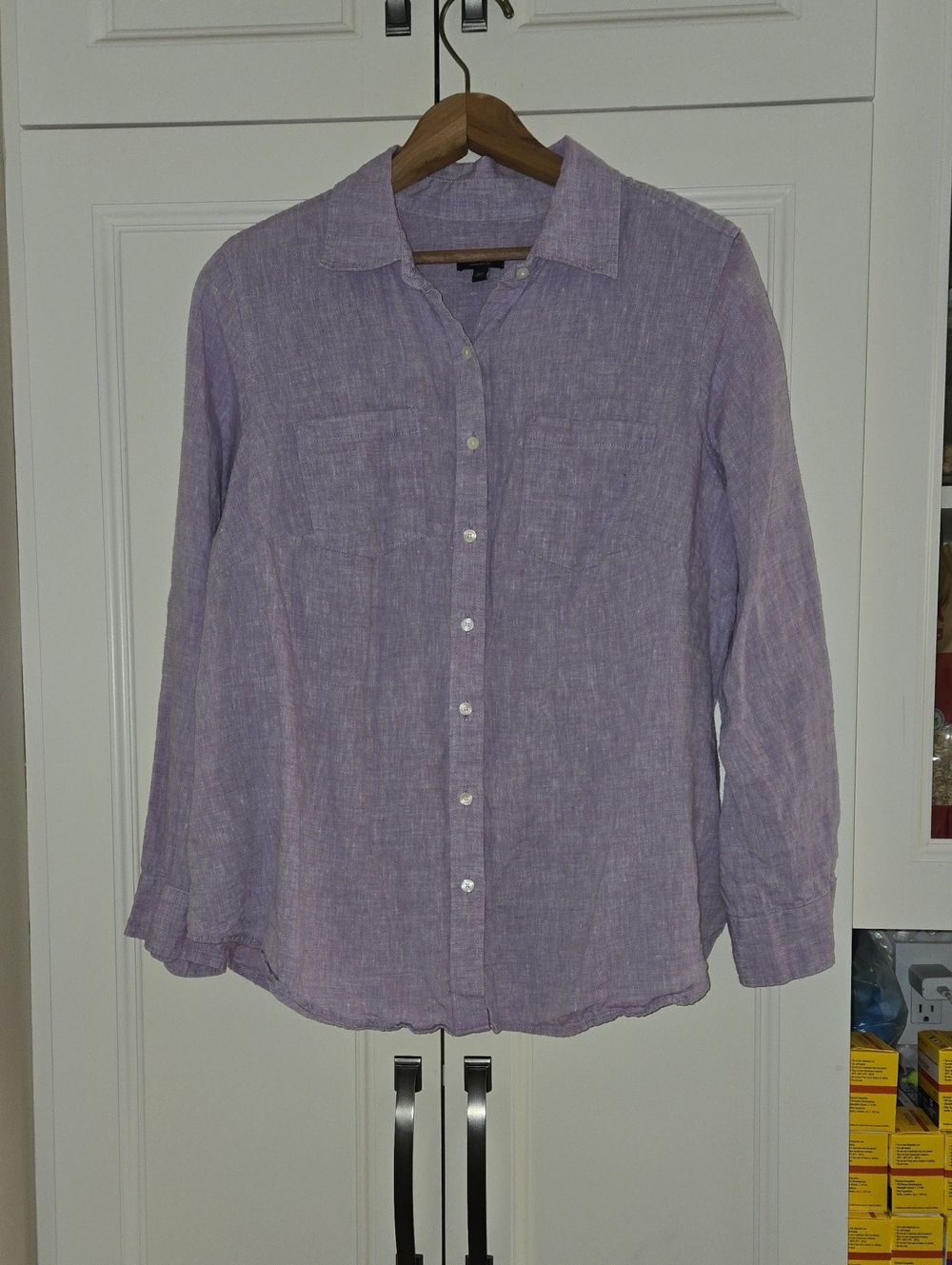 Talbots Lavender Petite Button-Front Linen Shirt, Size 1Xp, 1X Petite